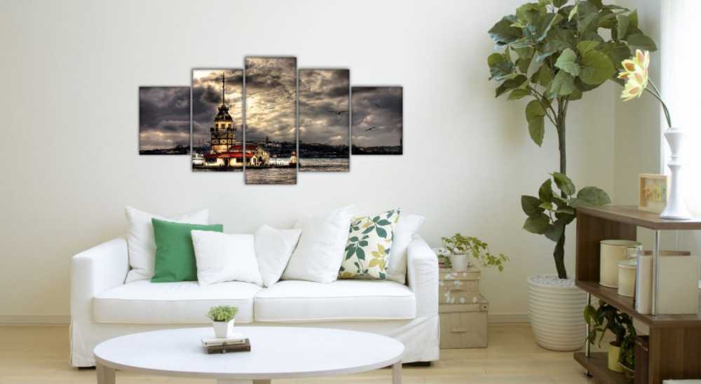5 Parça Kız Kulesi Manzaralı Kanvas Tablo