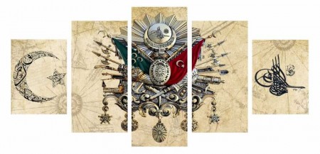 5 Parça Osmanlı Tasarım Kanvas Tablo - Thumbnail