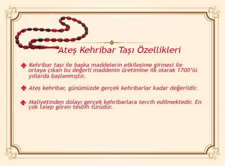 925 Ayar Gümüş Anadolu Deseni Püsküllü Küre Kesim Yeşil Ateş Kehribar Tesbih - Thumbnail