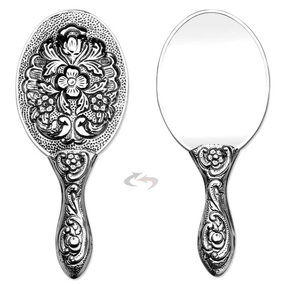 925 Ayar Gümüş Çiçek Tasarımlı Ayna 003 Model 2