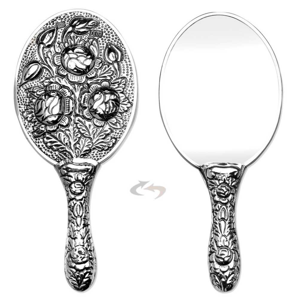 925 Ayar Gümüş Çiçek Tasarımlı Ayna 003 Model 3