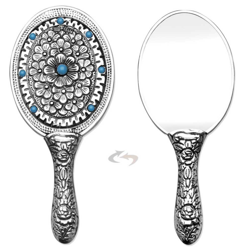 925 Ayar Gümüş Mavi Taşlı Ayna 002 Model 2