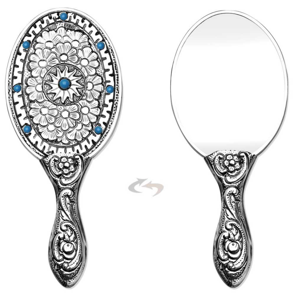 925 Ayar Gümüş Mavi Taşlı Ayna 003