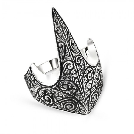 Özel Tasarım Eskitme Renk 925 Ayar Gümüş Okçu (Zihgir) Yüzüğü - Thumbnail