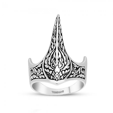 925 Ayar Gümüş Özel Tasarım Okçu (Zihgir) Yüzüğü - Thumbnail