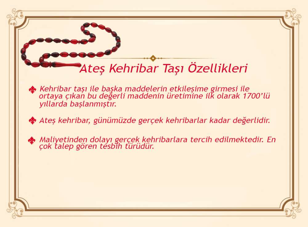 925 Ayar Gümüş Püsküllü İstanbul Kesim Kırmızı-Siyah Ateş Kehribar Tesbih