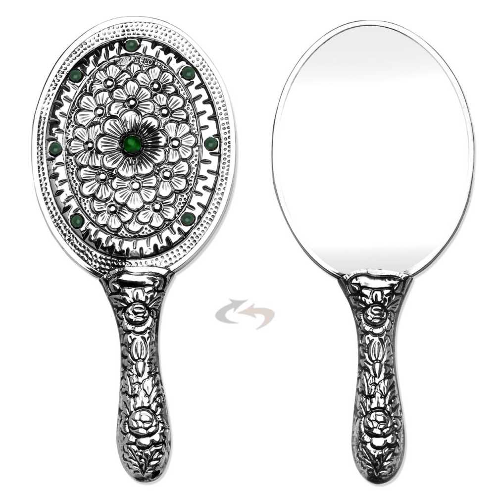 925 Ayar Gümüş Yeşil Taşlı Ayna 002 Model 2