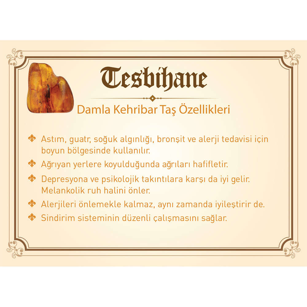 925 Ayar Gümüş Zirkon Taş İmameli Küre Kesim Ukrayna Damla Kehribar Tesbih