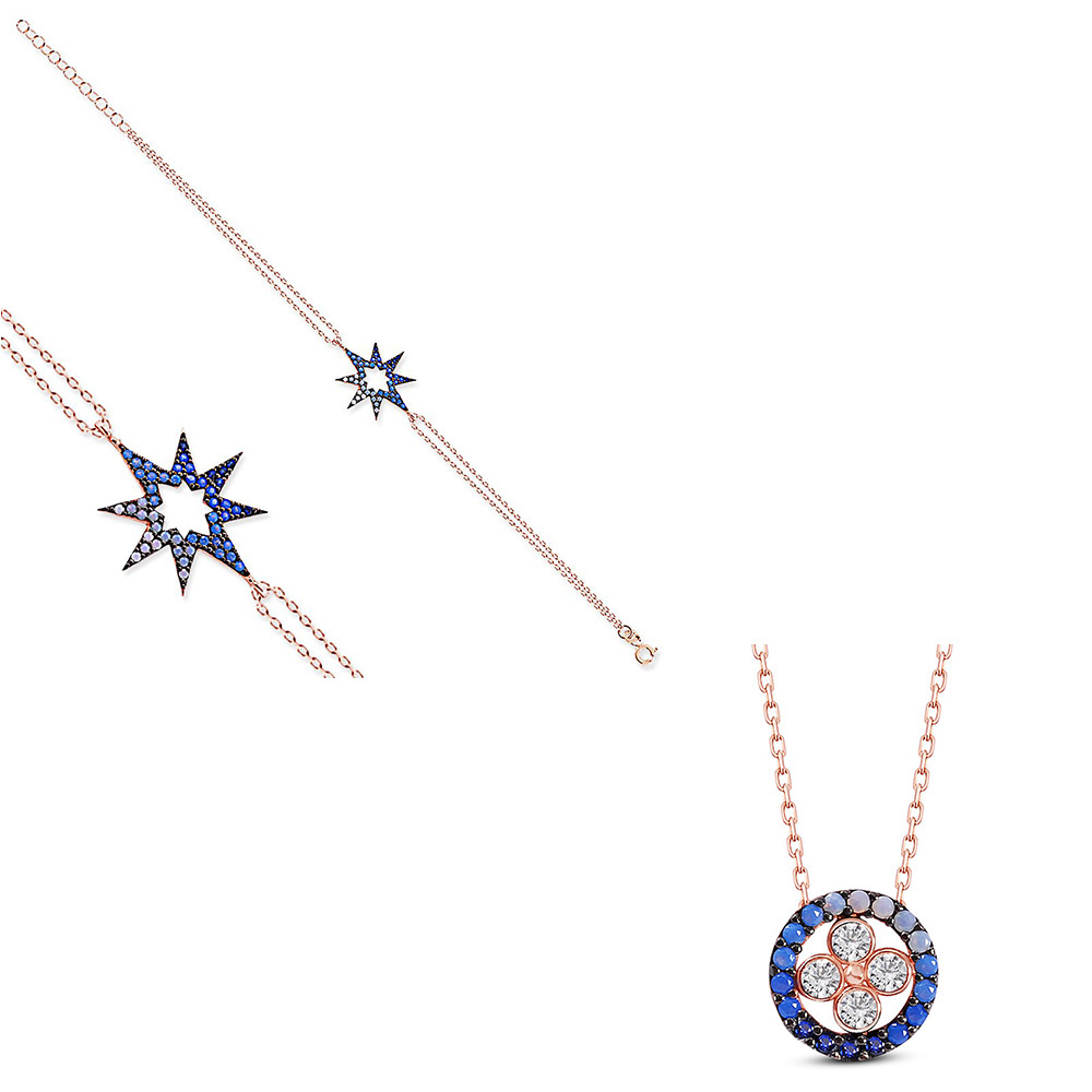 925 Ayar Gümüş Bileklik - Kolye İkili Set (M-16)