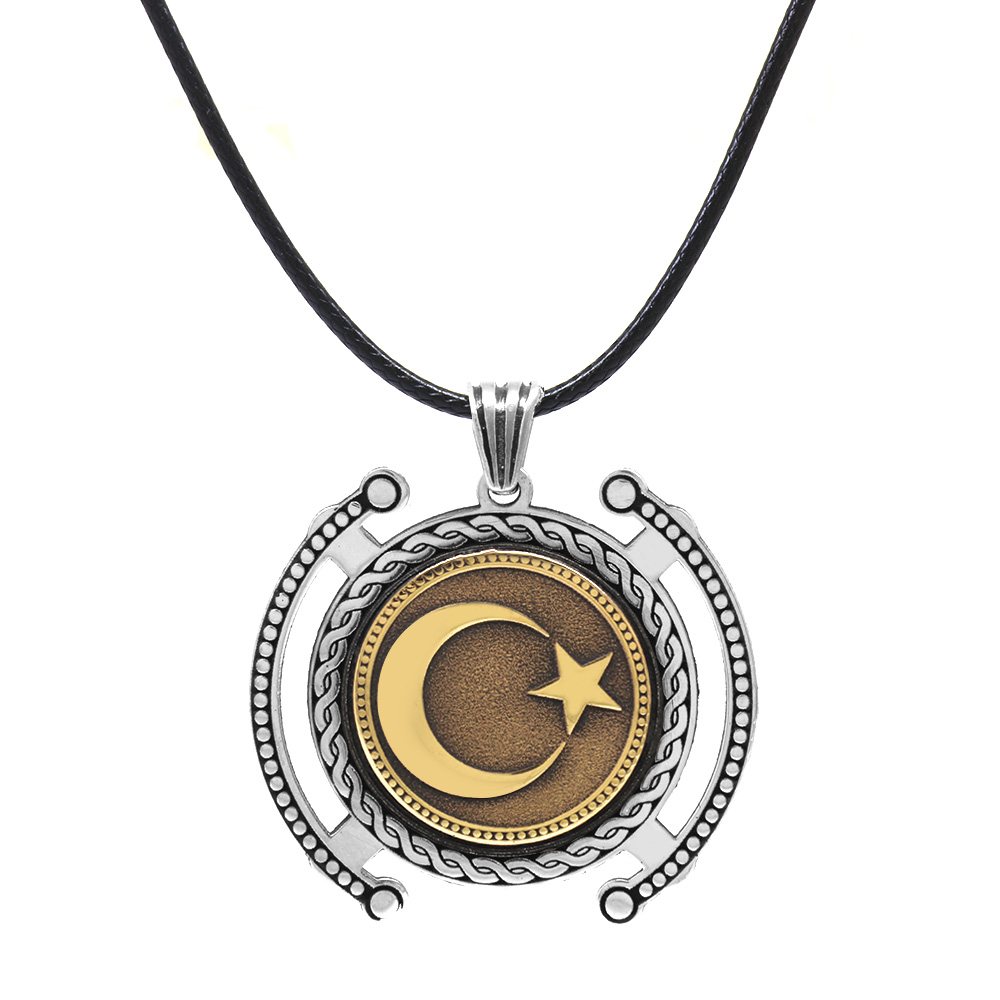 Ayyıldız Temalı İp Zincirli 925 Ayar Gümüş Madalyon