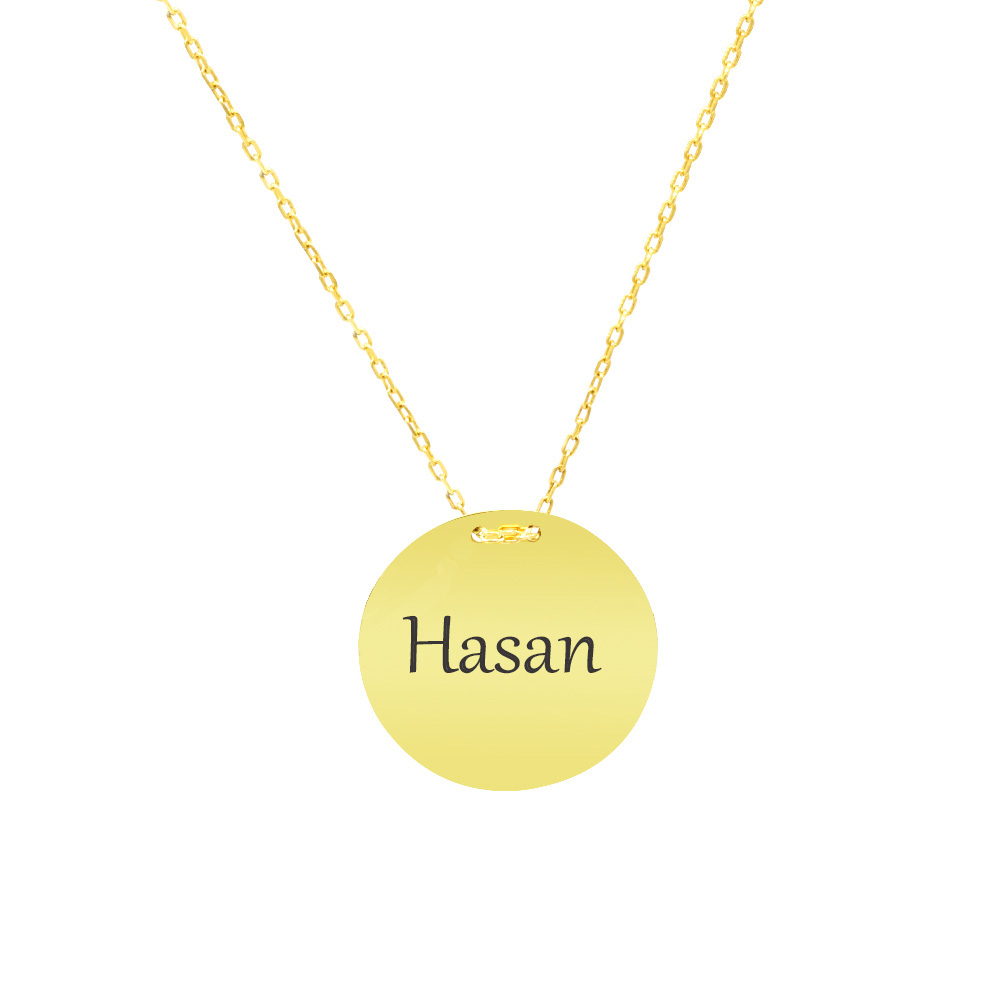 Basic Model Gold Renk Kişiye Özel İsim/Harf Yazılı 925 Ayar Gümüş Kadın Kolye