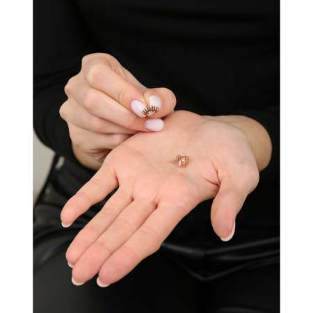 Beyaz Zirkon Tek Taşlı Göz Tasarım Rose Renk 925 Ayar Gümüş Kadın Küpe - Thumbnail