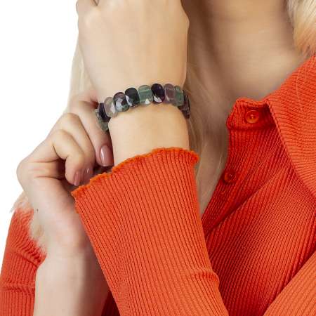 Çok Renkli Akik Doğaltaş Rolex Kadın Bileklik - Thumbnail