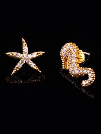 Denizatı Deniz Yıldızı Sarı Küpe - Thumbnail