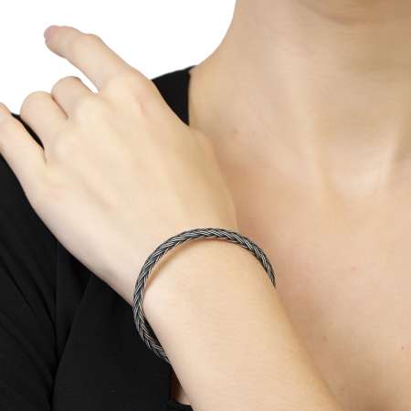 El İşçiliği Thick Foxtail Tasarım 1000 Ayar Gümüş Kazaz Kadın Bileklik - Thumbnail