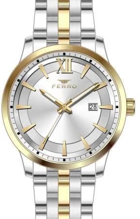 Ferro Gold-Gümüş Renk Çelik Kordonlu Erkek Kol Saati TH-F11220A-D - Thumbnail