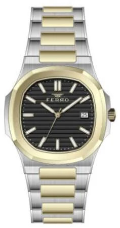 Ferro Gold-Gümüş Renk Çelik Kordonlu Erkek Kol Saati TH-F40095A-D - Thumbnail