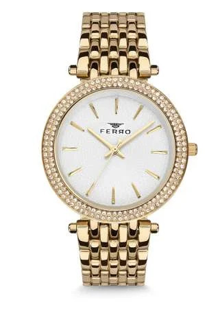 Ferro Gold Renk Çelik Kordonlu Kadın Kol Saati TH-F61576A-B