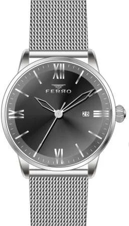 Ferro Gümüş Renk Hasır Kordonlu Erkek Kol Saati TH-F11182C-A2 - Thumbnail