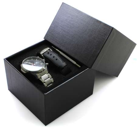 Ferro Gümüş & Siyah Değiştirilebilir Kordonlu Erkek Kol Saati TH-FM110047A-A - Thumbnail