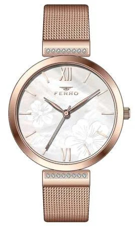 Ferro Rose Renk Hasır Kordonlu Kadın Kol Saati TH-F21209C-C