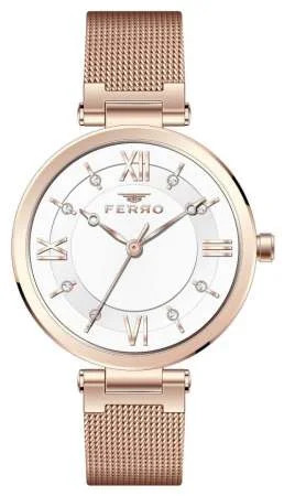 Ferro Rose Renk Hasır Kordonlu Kadın Kol Saati TH-F21232C-C