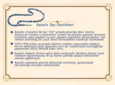 Gold Renk 925 Ayar Gümüş Püsküllü İmamesı Usta İşçilikli Kapsül Kesim Ebru Sanatı Sarı-Mavi-Yeşil Katalin Tesbih - Thumbnail