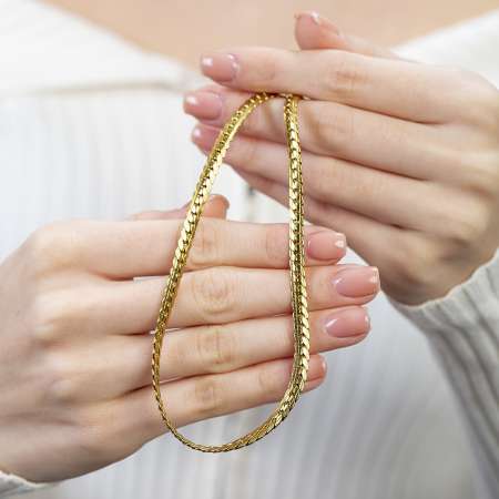 Gold Renk Çelik Kadın Snake Zincir - Thumbnail