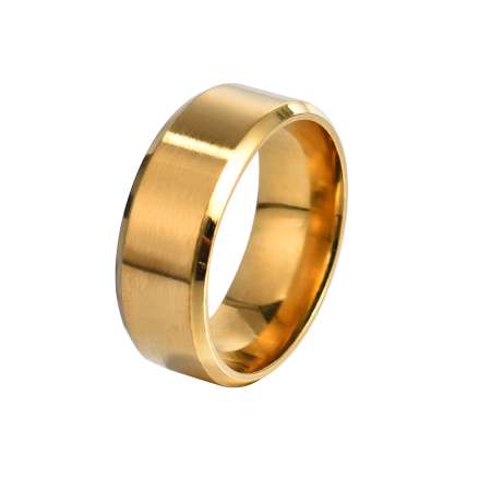 Gold Renkli 316L Kalite Çelik Yüzük Alyans (12 Ölçü) - Thumbnail