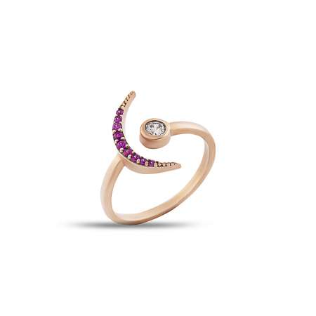 Gümüş Pembe Zirkon Taşlı Eklem Yüzüğü (model 1) - Thumbnail