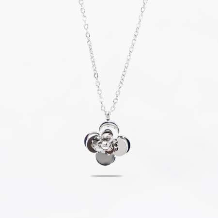 Gümüş Renk Kararmaz Metal Zincirli Kır Çiçeği Tasarım Kadın Kolye - Thumbnail