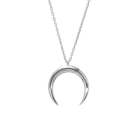 Hilal Tasarım Silver Renk 925 Ayar Gümüş Kadın Kolye - Thumbnail