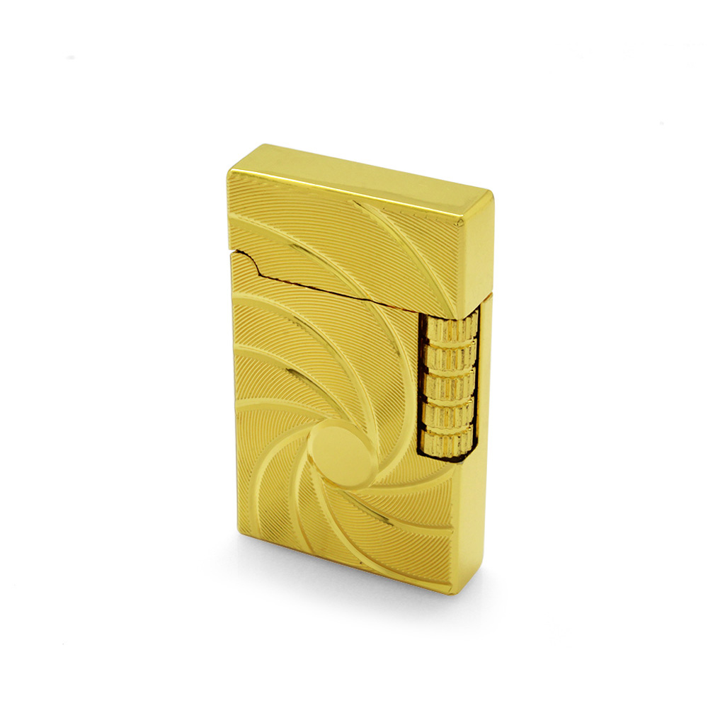 Kişiye Özel İsim Yazılı Zippo Tasarım Helezon Desenli Gold Renk Taşlı Çakmak