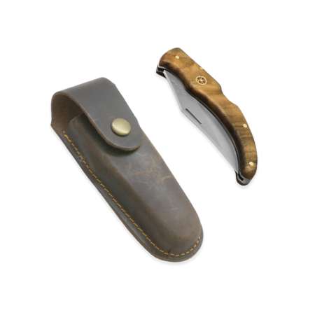 Kök Ceviz Ağacı Kabzalı Hayta Model Sırttan Kilit Mekanizmalı Kişiye Özel İsim Yazılı 4116 Karartılmış Çelik Avcı/Kamp Bıçağı - Thumbnail