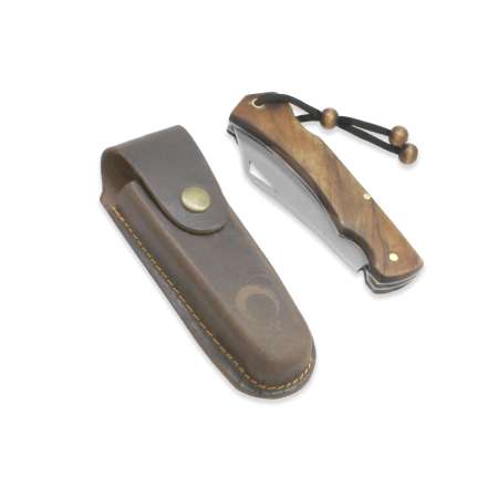Kök Ceviz Ağacı Kabzalı Ustra Model Sırttan Kilit Mekanizmalı Kişiye Özel İsim Yazılı 4116 Karartılmış Çelik Avcı/Kamp Bıçağı - Thumbnail