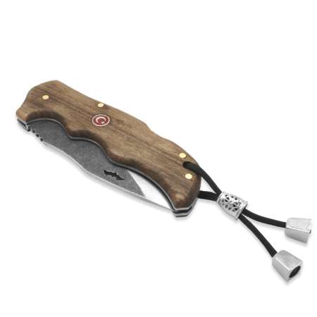 Kök Ceviz Ağacı Kabzalı Yarasa Model Sırttan Kilit Mekanizmalı Kişiye Özel İsim Yazılı 4034 Karartılmış Çelik Avcı/Kamp Bıçağı - Thumbnail