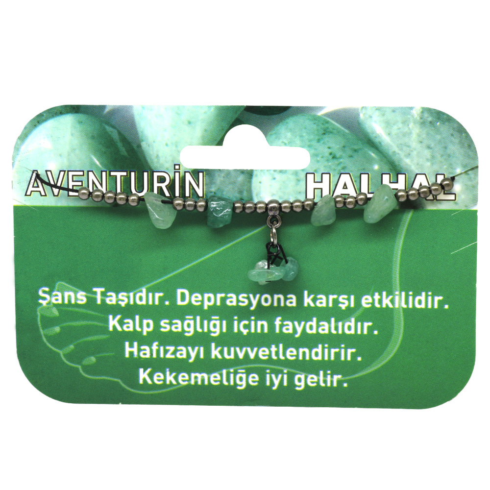 Makrome Örgülü Natural Kesim Aventurin Doğaltaş Halhal - 2