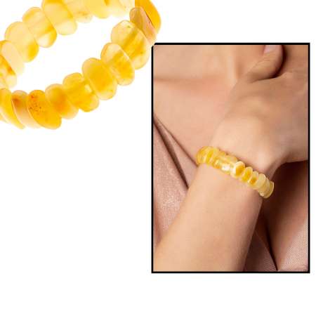 Mat Kristal Sarı Doğal Damla Kehribar Rolex Bileklik - Thumbnail