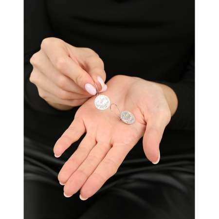Mecidiye Tasarım Silver Renk 925 Ayar Gümüş Kadın Küpe - Thumbnail