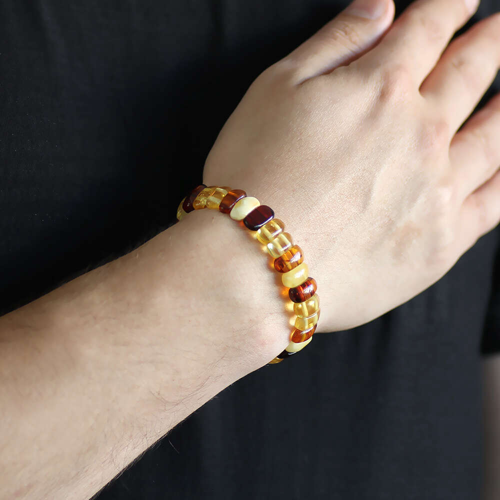 Multicolor Doğal Damla Kehribar Rolex Unisex Bileklik