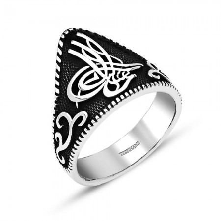 Özel Tuğra Tasarım 925 Ayar Gümüş Okçu (Zihgir) Yüzüğü - Thumbnail
