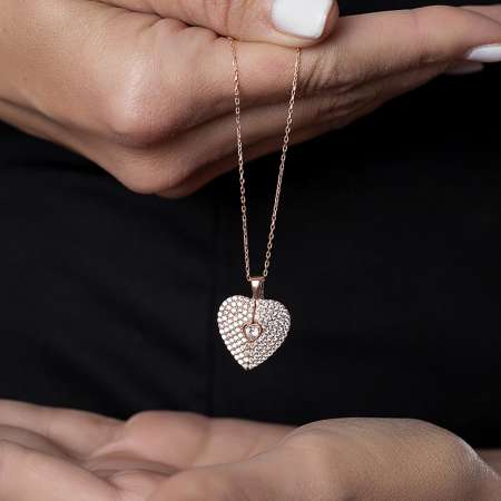 Açılır Kalp Tasarım Kişiye Özel İsim Yazılı 925 Ayar Gümüş Bayan Kolye - Thumbnail