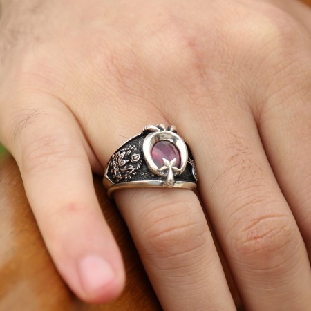 Son Osmanlı Yüzüğü - 925 Ayar Gümüş Ayyıldız Pençeli Yüzük - Thumbnail