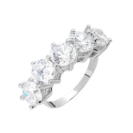 Starlight Diamond Pırlanta Montür 925 Ayar Gümüş Bayan Baget Yüzük - Thumbnail