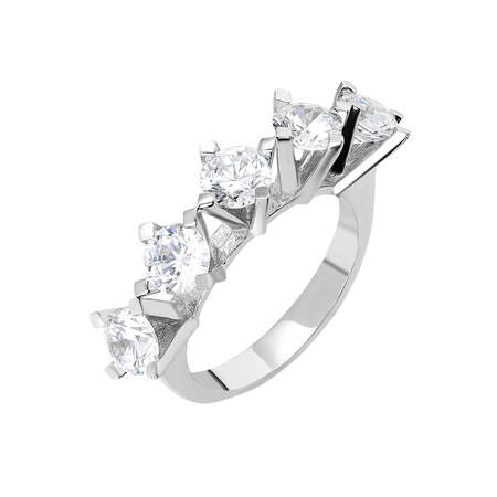 Starlight Diamond Pırlanta Montür Elegance 925 Ayar Gümüş Bayan Beştaş Yüzük - Thumbnail
