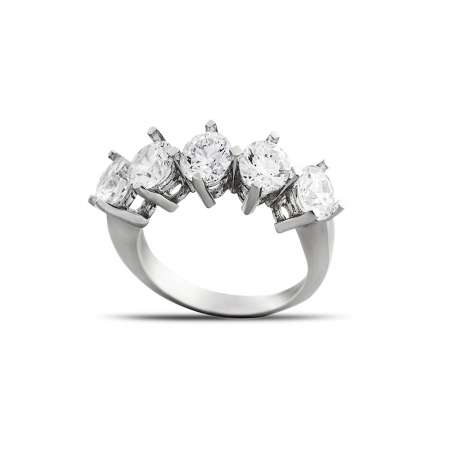 Starlight Diamond Pırlanta Montür Klasik Tasarım 925 Ayar Gümüş Kadın Beştaş Yüzük - Thumbnail