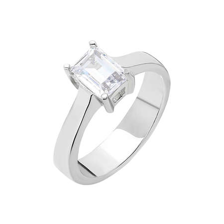 Starlight Diamond Pırlanta Montür Minimal Tasarım 925 Ayar Gümüş Bayan Baget Yüzük - Thumbnail