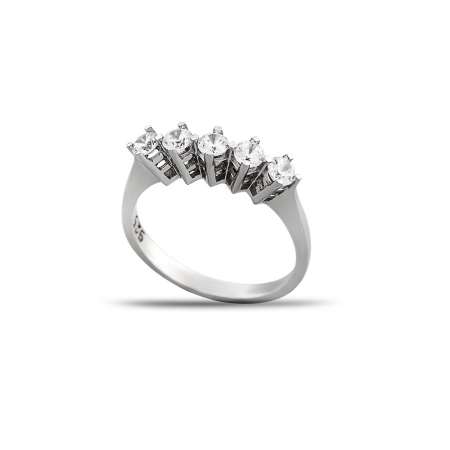 Starlight Diamond Pırlanta Montür Minimal Tasarım 925 Ayar Gümüş Kadın Beştaş Yüzük - Thumbnail