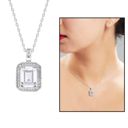 Starlight Diamond Pırlanta Montür Zarif Baget Taşlı 925 Ayar Gümüş Kadın Kolye - Thumbnail