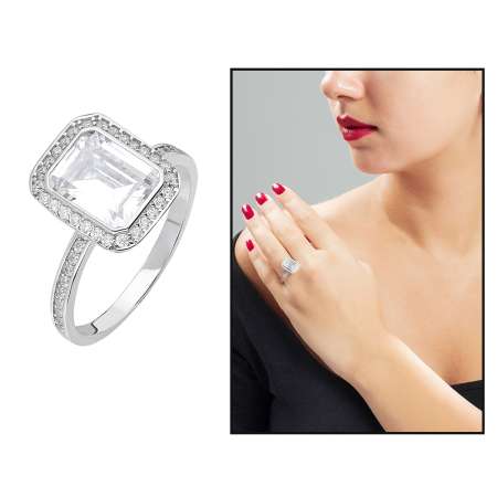 Starlight Diamond Pırlanta Montür Zarif Baget Taşlı 925 Ayar Gümüş Kadın Yüzük - Thumbnail